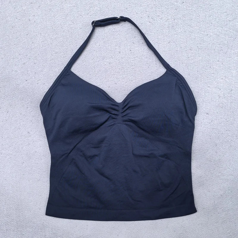 New Seamless Yoga Set Women Gym Clothing Scrunch Bum Legging Padded Tank Top Workout Outfits Fitness Sportswear Suits